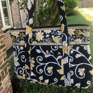 Vera Bradley Yellow Bird Floral Print Tote Bag